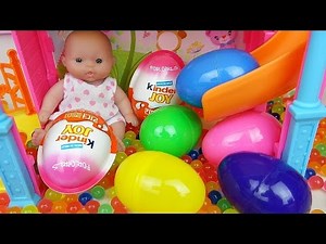 Baby Doll Slide Surprise eggs and Kinder joy toys