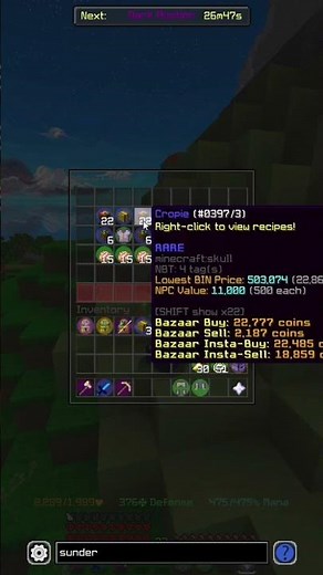 Crafting the full set of Cropie armor in Hypixel Skyblock