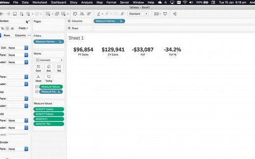 Tableau时间函数计算讲解：如何计算本年累计YTD(year to date) 和上年的YTD