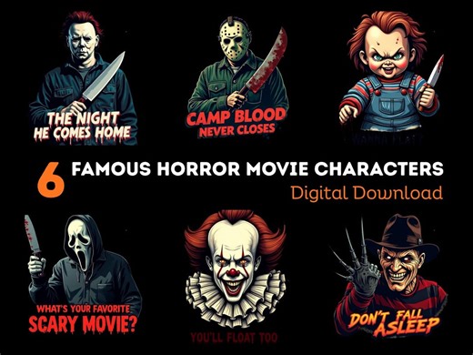 Retro Horror Movie Character PNG Bundle: Slasher Villains (digital Download) - Etsy