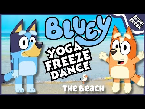 Summer Yoga Freeze Dance Bluey | Bluey Brian Break | Yoga for Kids | Summer Brain Break