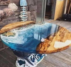 Handcrafted Ocean Wave Epoxy Resin Table – Live Edge Acacia Wood, Luxe Home Decor - Etsy