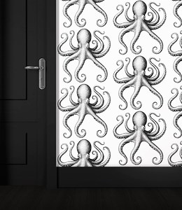Octopus Wallpaper Peel and Stick – Modern Black and White Octopus Design, Graphic Ocean Print, Sea Creatured Pattern for Coastal Interiors - Etsy UK