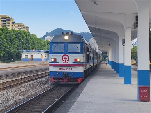 [金温铁路]金温温段DF4D-4161牵引K1396次进入缙云站
