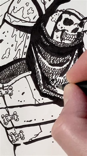 Drawing a Skeleton Knight #shorts #medieval #drawing #inking #tattoo #beebosloth