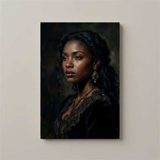 Melancholy Black Woman Portrait Print - Dark Academia Vintage Art - Etsy