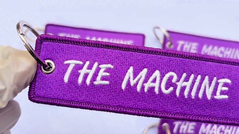 Custom Embroidered Keychain, Double Sided Flight Tag, Logo Text Embroidery - Etsy