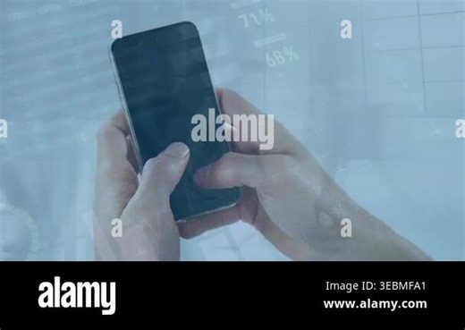 Animation of data processing over person using smartphone. Global connections, finances, data processing and digital interface concept digitally generated video Stock Video Footage - Alamy