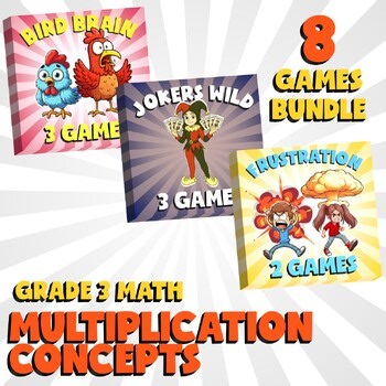 8 No Prep Math Games Bundle B - Multiplication Concepts - Grade 3 Review