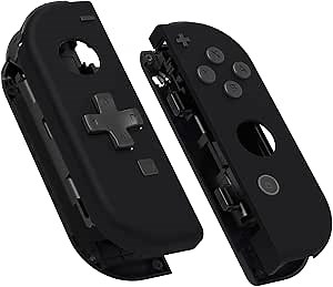 eXtremeRate Soft Touch Black Joycon Handheld Controller Housing (D-Pad Version) with Full Set Buttons, DIY Replacement Shell Case for Nintendo Switch & Switch Oled Joy-Con – Console Shell NOT Included