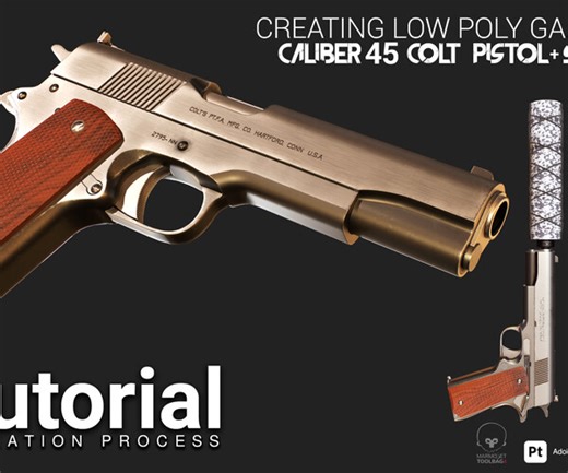 ArtStation - Creating Low Poly Caliber 45 Pistol inside Blender and Substance 3D Painter | Tutorials