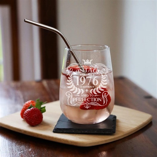 Vintage 1976 Engraved Stemless Gin Glass And/or Coaster 50th Birthday Gift Aged to Perfection – Gin Lovers Gift for Her – 50 Year Old Gifts - Etsy Australia