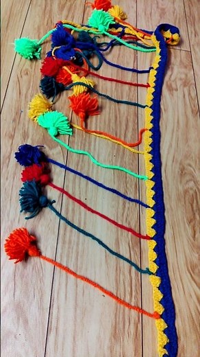 DIY Woollen toran 🌈 #diy #shorts #handmade #craft #crochet #crocheting #toran #doorhaning