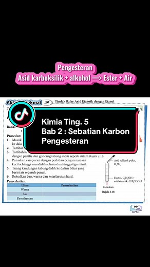 Kimia Ting 5: Pengesteran dalam Sebatian Karbon