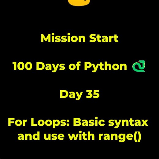Shahzaib Afzal on Instagram: "Python Tutorial for Beginners | Day 35 | For Loops: Basic syntax and use with range()#python #coding #pythonprogramming #pythonregius #SHCK"