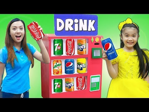 Hana Pretend Play w/ Cardboard Soda Dispenser Vending Machine Kids Toys