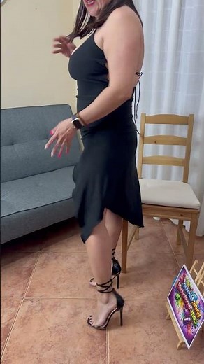 Black patent ankle strap heels try on