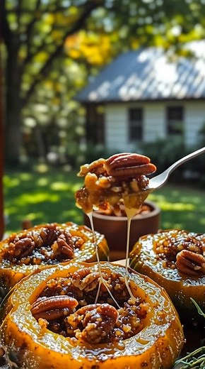 7.9K views · 29 reactions | Naturally sweet, nutty, sticky and irresistibly cozy! Maple Pecan Roasted Acorn Squash ✨ 蓼 Ingredients: ▸ 2 medium acorn squash ▸ 2 tablespoons olive oil ▸ 1/3 cup pure maple syrup... #AcornSquash #MaplePecan #FallRecipes #RoastedVegetables #PlantBasedComfort #HealthySides #VegetarianDish #WholeFoodCooking | Easy Trending Recipes | Facebook
