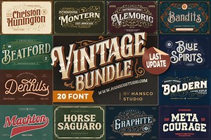 Amazed Vintage Font Bundle - SALE!, a Serif Font by HansCo Studio