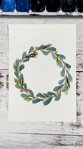 Emma Jane Lefebvre | The EASIEST and quickest watercolour wreath ever! Create a beautiful last minute card with these easy steps! Brushes: size 10 round & 1... | Instagram