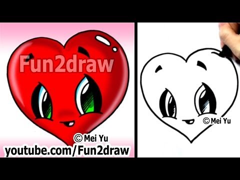 How to Draw a Heart - Easy & Cute! - Popular Cartoon Drawing Video - Fun2draw Online Art Lessons
