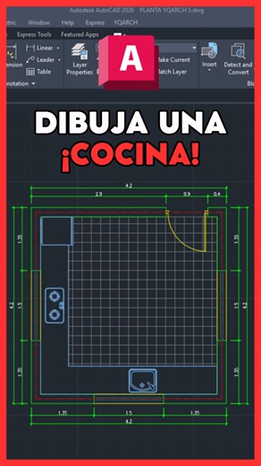 127K views · 2K reactions | How to draw a kitchen in AutoCAD with YQARCH  #fblifestyle #autocad #autocad2d #autocaddrawing #autocadarchitecture #autocaddesigning #autocadtutorial #autocadplan #autocadtraining # yqarch | Arqvis | Facebook