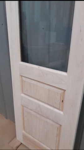 Solid White Pine Pantry Door With Glass, Half Lite Raised Panel, Custom Glass - Etsy