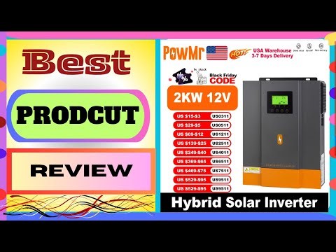PowMr USA 2KW 12V Hybrid Solar Inverters 220V Pure Sine Wave With Charging Battery 80A MPPT Solar