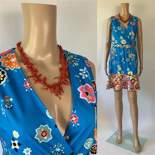 EMILIO PUCCI 100% Silk Jersey Sleeveless Dress / Vintage Blue Floral Summer Gown - Etsy