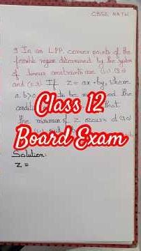 Linear programming problem #12thmathobjectiveforboardexam