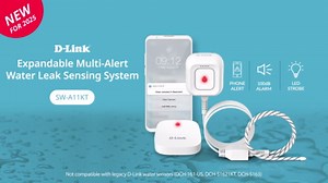 D-Link SW-A11KT Next-Gen WiFi Water Leak Detector Starter Kit with 2 sensors—Loud 100 dB Sound Alarm—App Alert—LED Strobe Light—Works with Google—1000ft Ultra-Long Range—Expandable