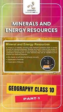 Minerals and Energy Resources | Part-1 | Geography | Class 10 | CBSE | NCERT | AASOKA #Shorts