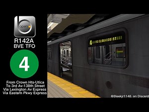 OpenBVE TFO Showcase: R142A 4 train from Crown Hts-Utica to 3 Av-138 Street