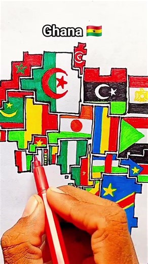 Draw Flag Map of Ghana 🇬🇭 #ghana #flag
