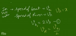 Speed of a motor boat in still water is two times the speed of ... | Filo