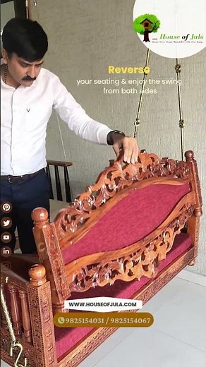 Traditional Reversible Wooden Swing with Brass Chain – Enhance Your Indoor Living Space