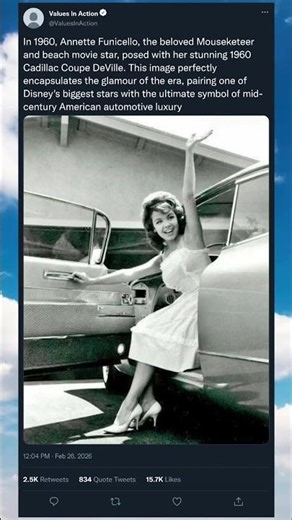 Annette Funicello & Her Stunning 1960 Cadillac 😎✨ #VintageCars #HollywoodStyle #1960s