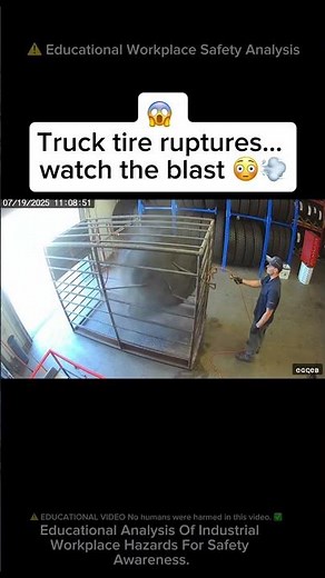 ⚠️ INSANE Truck Tire BLASTS Cage Open 😳💨 #workfails