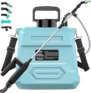 Battery Powered Garden Sprayer 2 Gallon, 7.4V Powerful Electric Sprayer, Weed Yard Lawn Sprayers with 5 Mist Nozzles & Retractable Wand & Adjustable Strap for Lawn, Garden, Yard