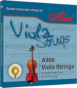 Alice Viola String, Viola 4/4 Full Strings Set, A D G C with Braided Steel Core -Plated Ball-End, Ni-Fe Winding, Replacement Accessory for Pros and Beginners Viola Players