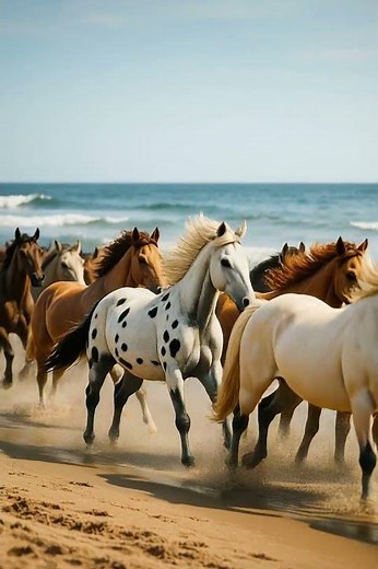 Wild Horses Running Free on the Beach #wildhorses #beach #free #sea