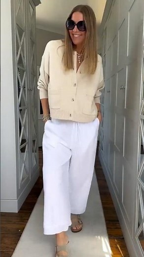 The Beige Patch-Pocket Cardigan That Works With Stripes and With White #fashiontrends #outfitideas