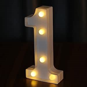 Light Up Numbers, Led Letter Lights 10 Number, Decorative Lighted Letters, Battery Powered Led Marquee Numbers for Party, Bar, Night Light, Home Decor(Number 1)