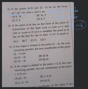 If the origin is shifted to the point (2,−3), the axes remainin... | Filo