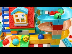 Satisfying Building Blocks Marbles Run ASMR Spiral Tracks and Elevator