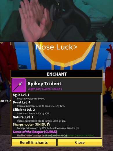 NOSE LUCK> God blessed his nose for these mythical scrolls #bloxfruits #roblox #mythicalscrolls#scrolls #rng #luck #noluck#legendary#gaming #reaction #bloxfruitupdate #fyp #viral #foryou #robloxgaming #grind #pvp