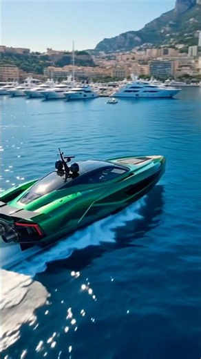 Future Speedboat Spotted in Monaco! 💚🚤 Emerald Hyperboat at Port Hercule #Shorts