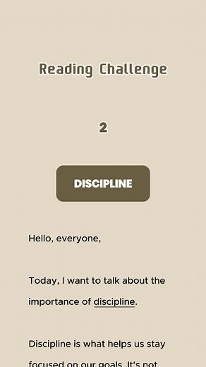 Discipline ( Reading Challenge ). #learnenglish #readingenglish #readingchallenge #speakenglish #practiceenglish #discipline