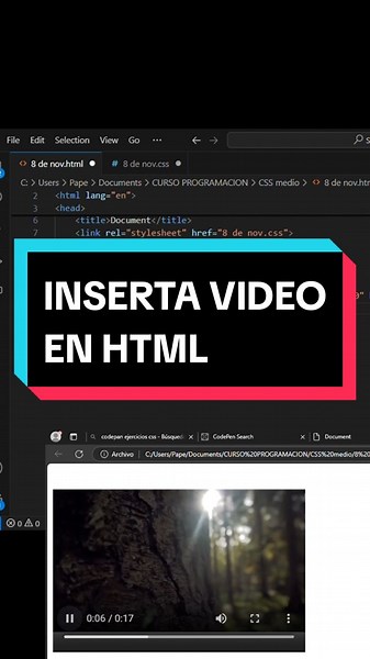 Insertar un video en html #html #htmlcssjs #html5 #fyp #fyp