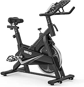 Exercise Bike Stationary, Indoor Cycling Bike with Silent Belt Drive & LCD Monitor for Home Cardio Workout Bike Training